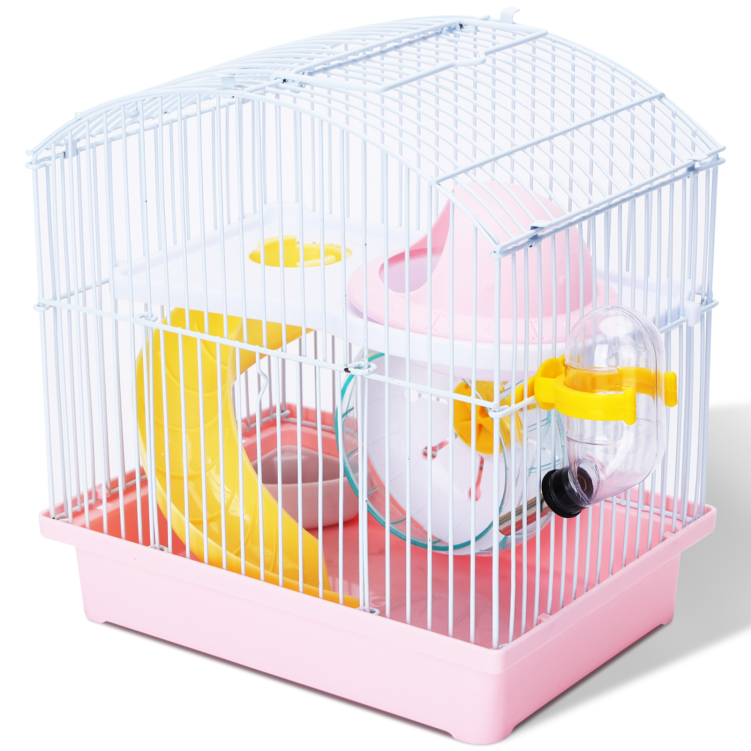 Nobleza - Gaiola para Hamster, Casinha para Pequenos Animais com 2 Andares, Roda, Bebedouro e Comedouro, C23*L17*A24CM (Rosa)
