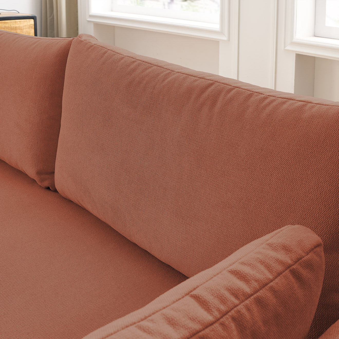 Bobochic Canapé droit convertible coffre marcel tissu lisse orange - 211x100x86 cm
