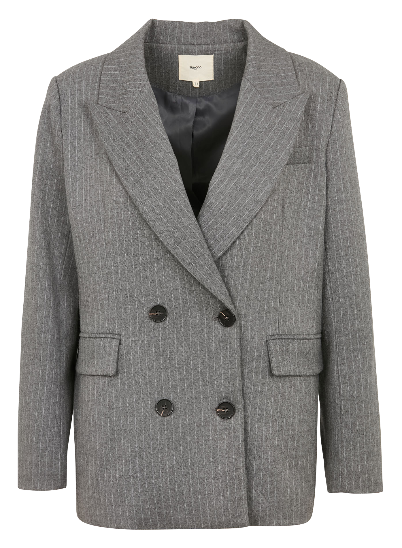DALIA - Veste tailleur droite à rayures | Noir
