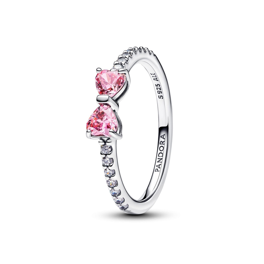 Pandora Timeless Funkelnde Rosafarbene Schleife Ring 925 Silber