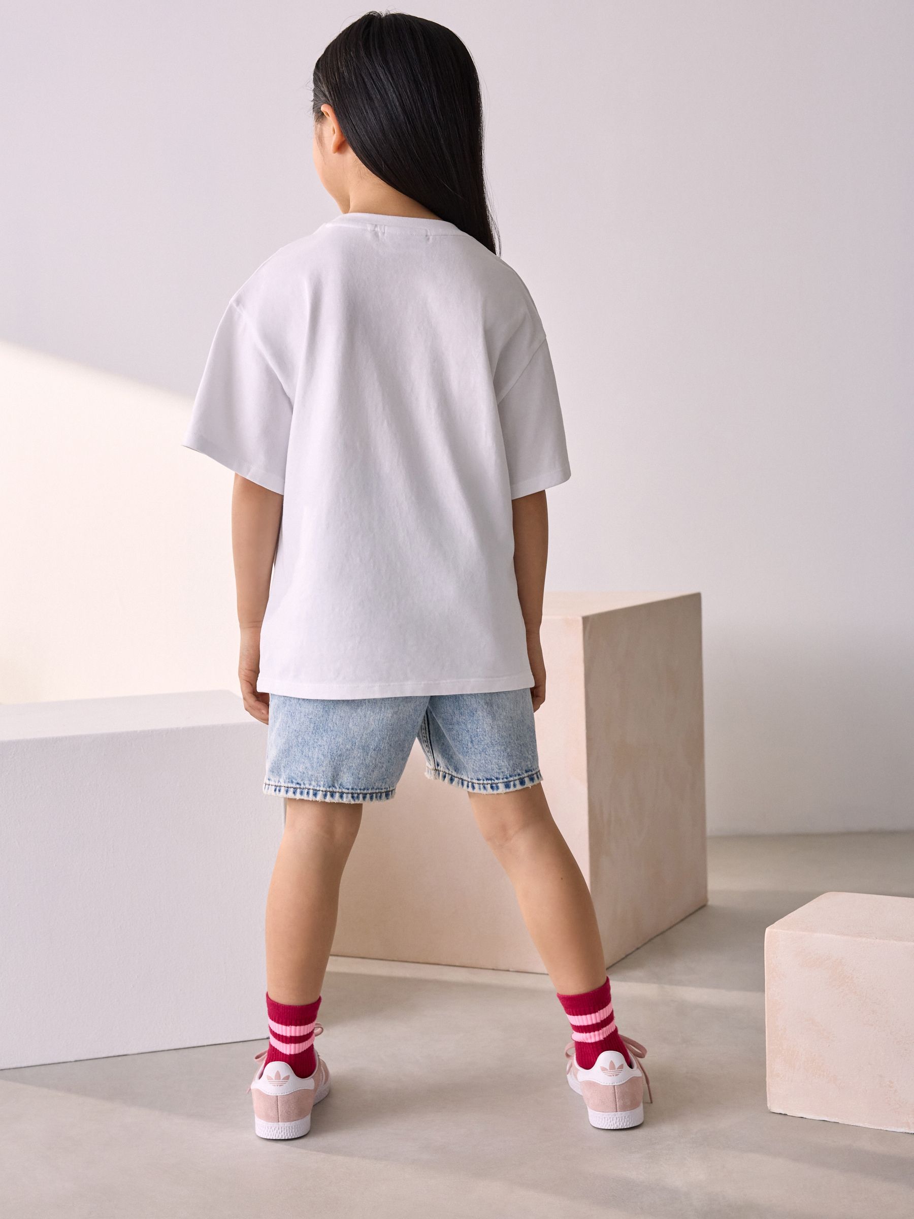 Wit - 100% katoenen oversized Kuromi & Melody T-shirt met licentieprint (3-16jr)