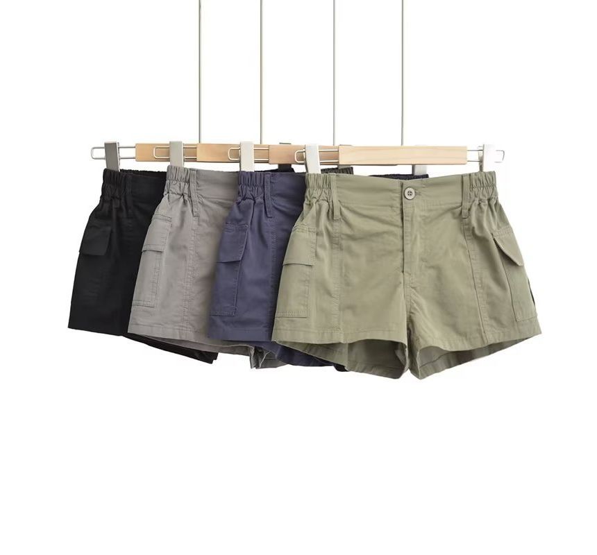 JOWI - Mid Rise Plain Cargo Shorts