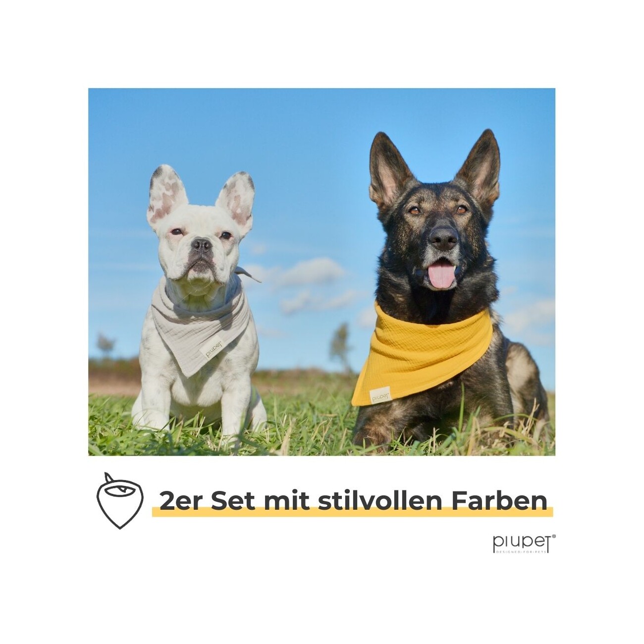 PIUPET Hundehalstuch-Set orange/ grau S