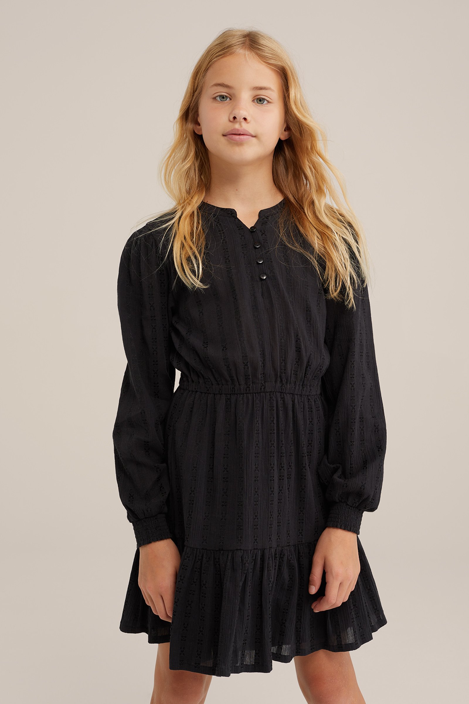 Meisjes jurk met dessin WE Fashion Zwart