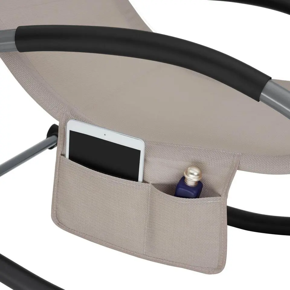 tectake Ligstoel Taya, ergonomisch, schommelfunctie, Beige