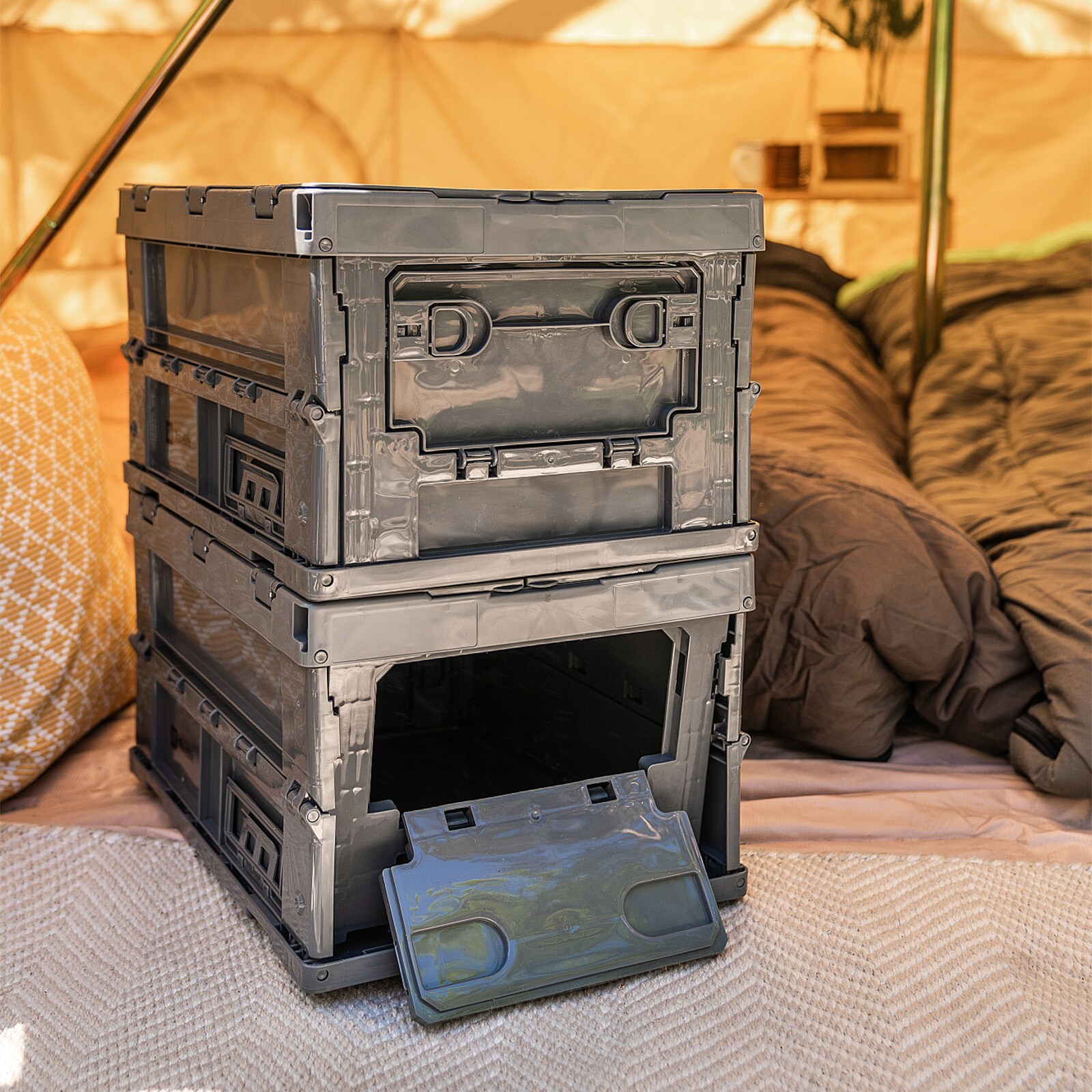 TRAVELLIFE Aufbewahrungsbox Campingbox Camping Organizer Deckel Outdoor Faltbar