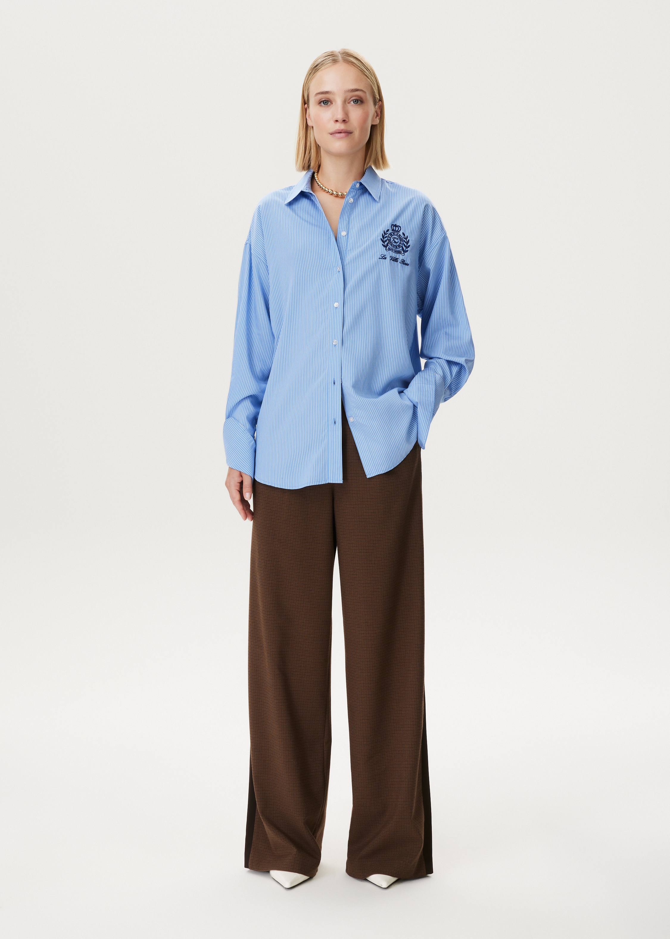 Geruite wide leg broek