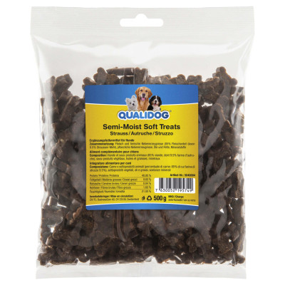 QUALIDOG Hundeleckerli Semi-Moist Glutenfrei Strauss 500g