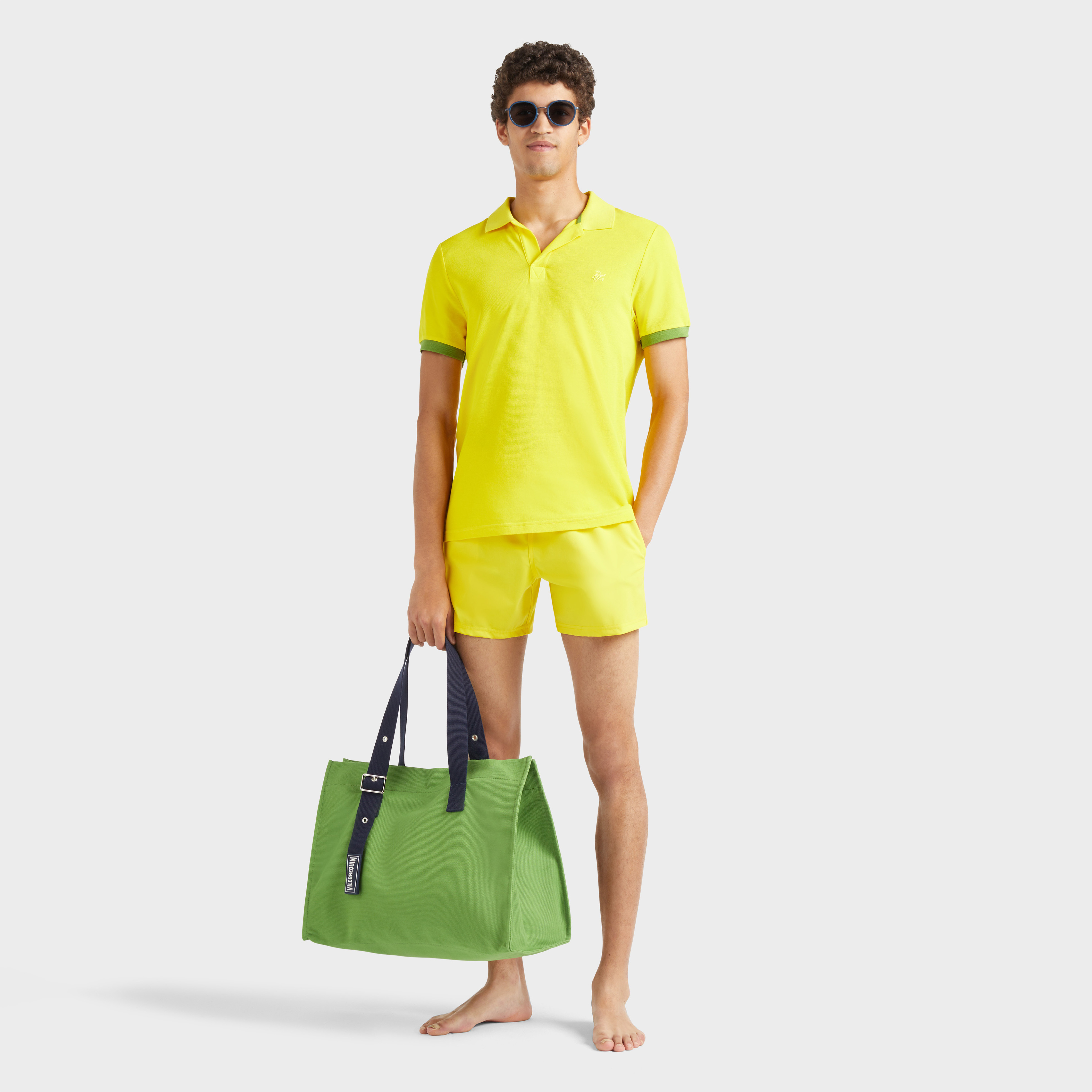 Maillot de bain court stretch homme uni