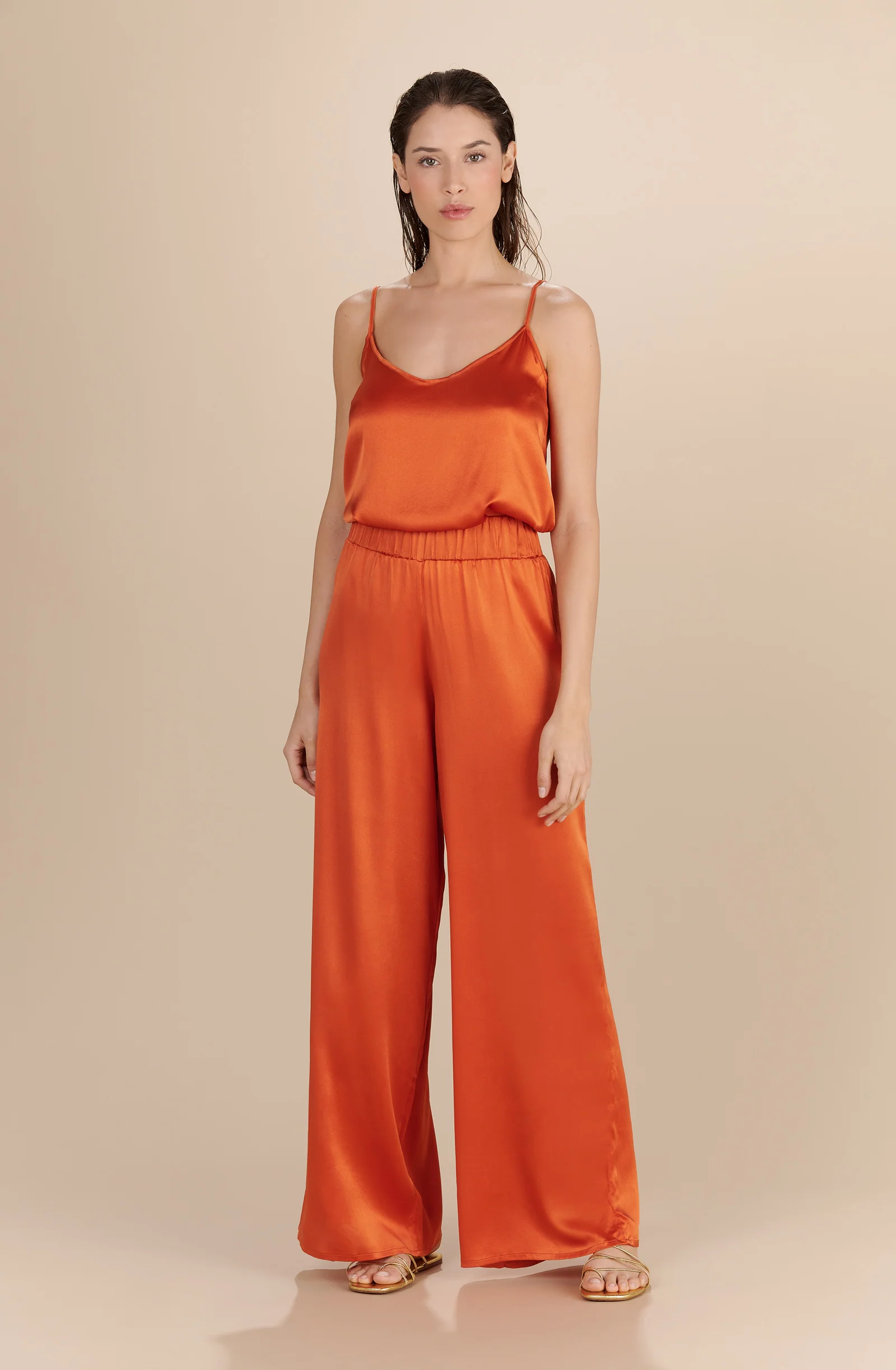 tom Pantalon large paprika en soie Paprika