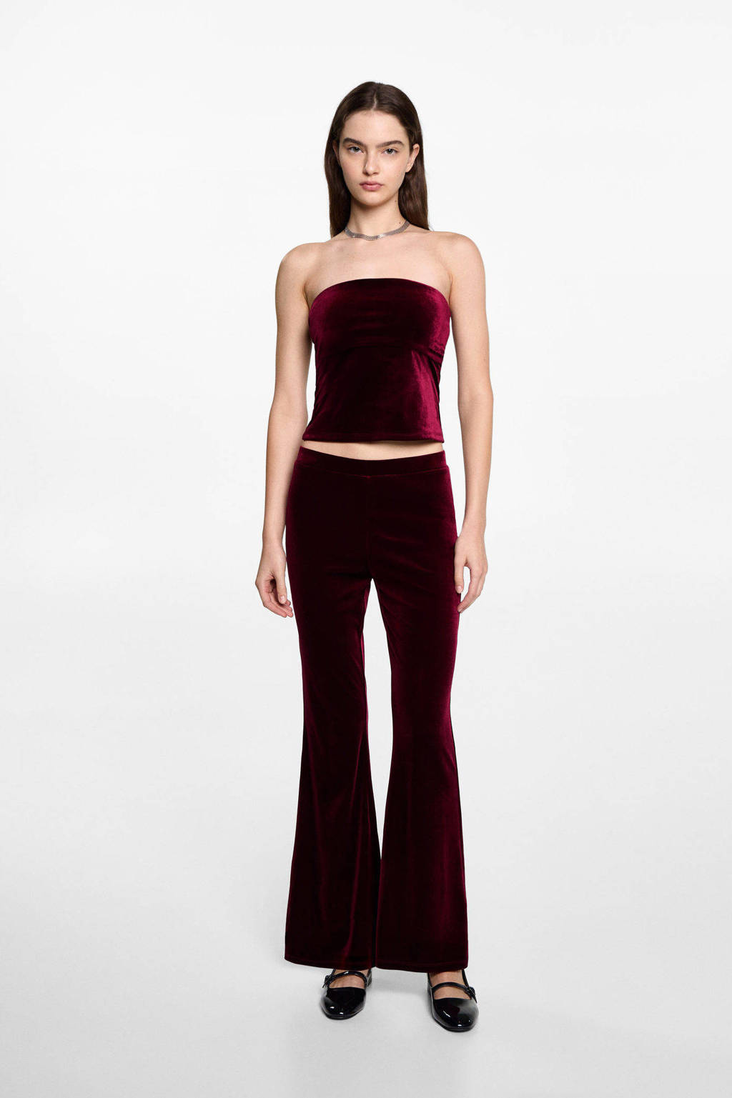 MANGO TEEN flared broek donkerrood