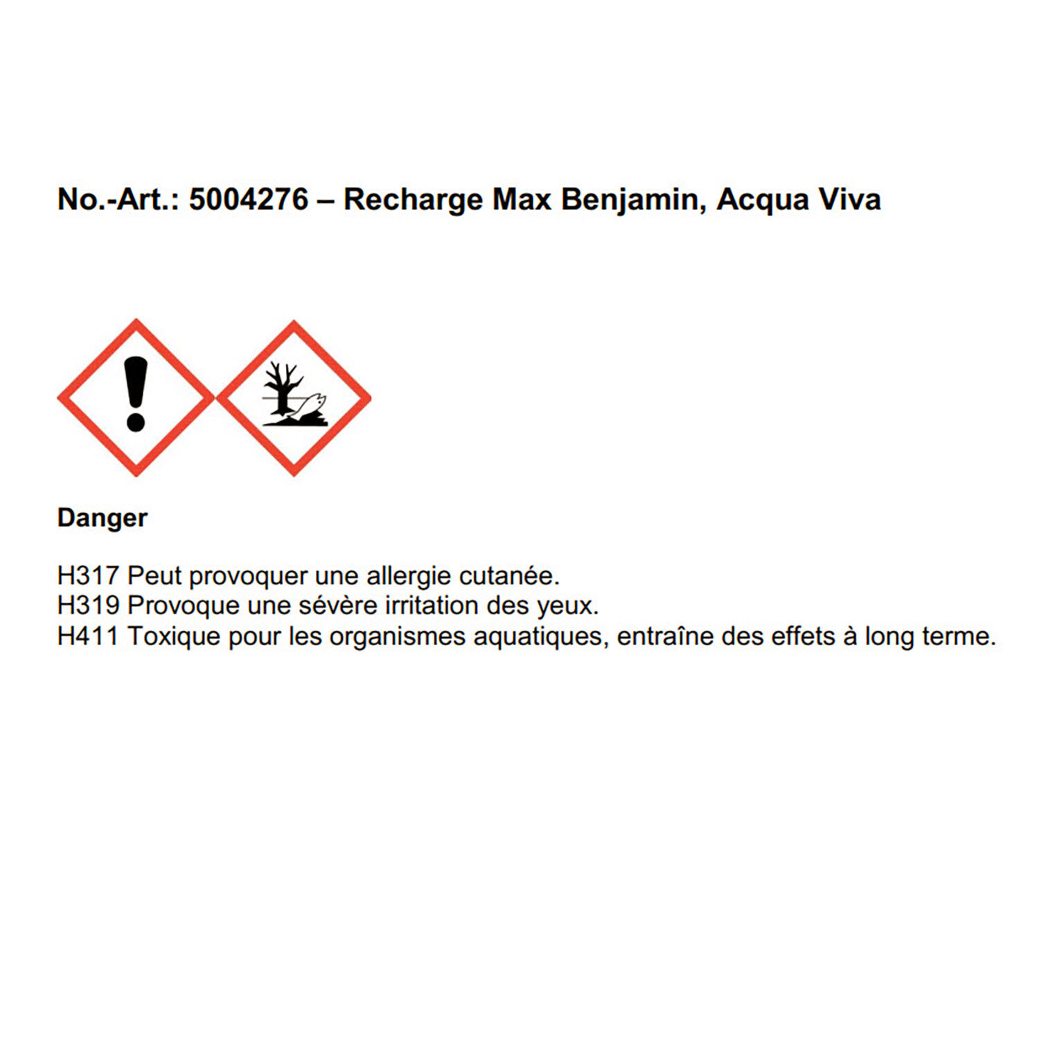 Refill Max Benjamin, Acqua Viva