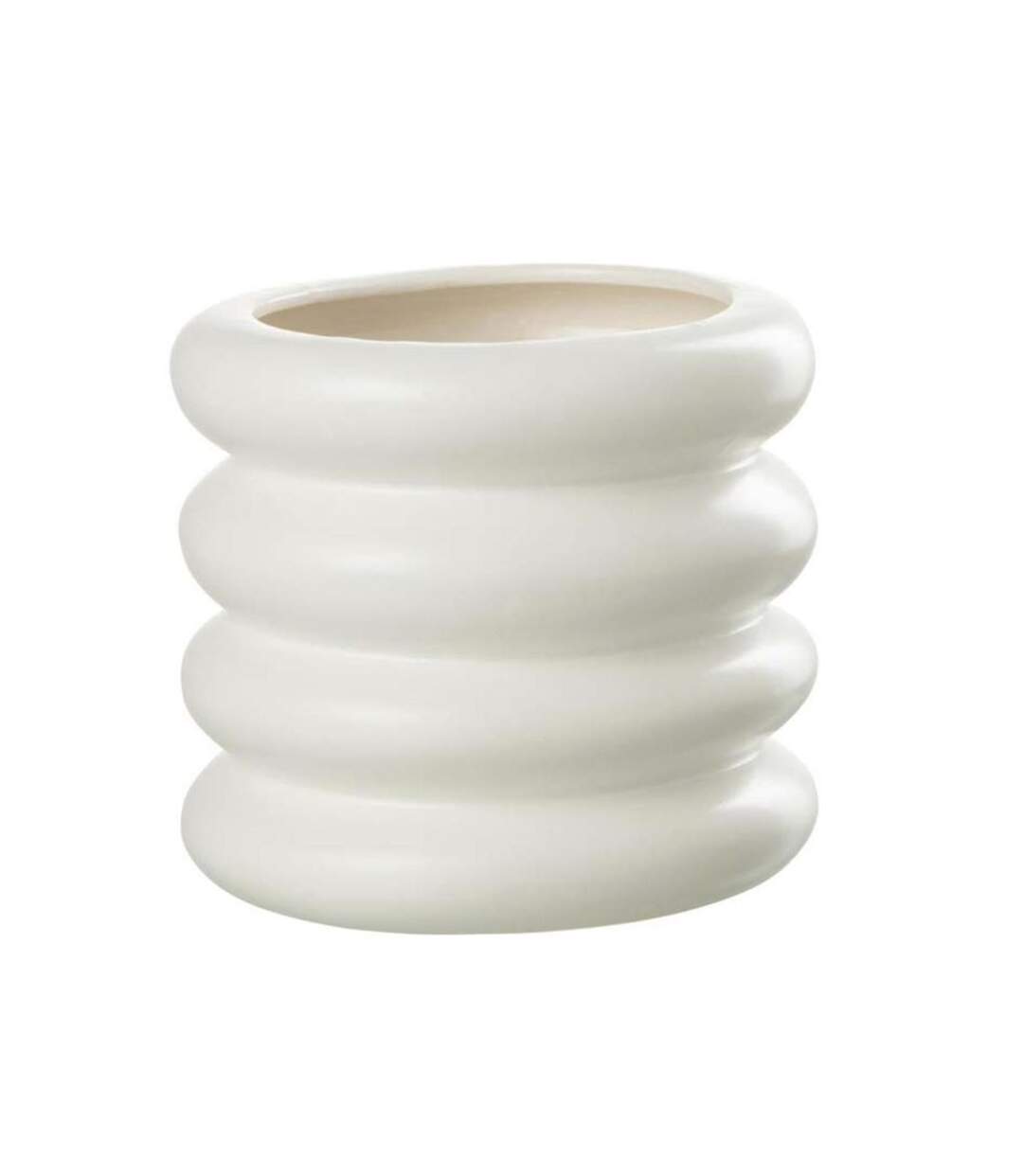 Paris Prix - Cache-pot En Porcelaine bouées 18cm Blanc