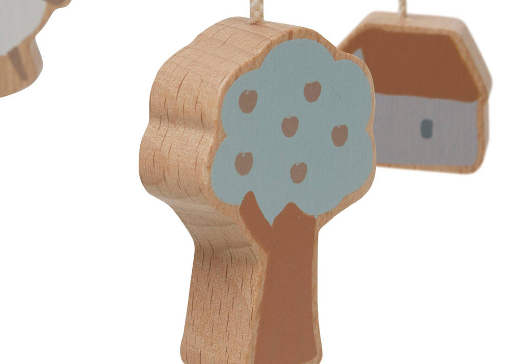 Houten baby mobiel 20x20 cm Farm Biscuit/Ivory