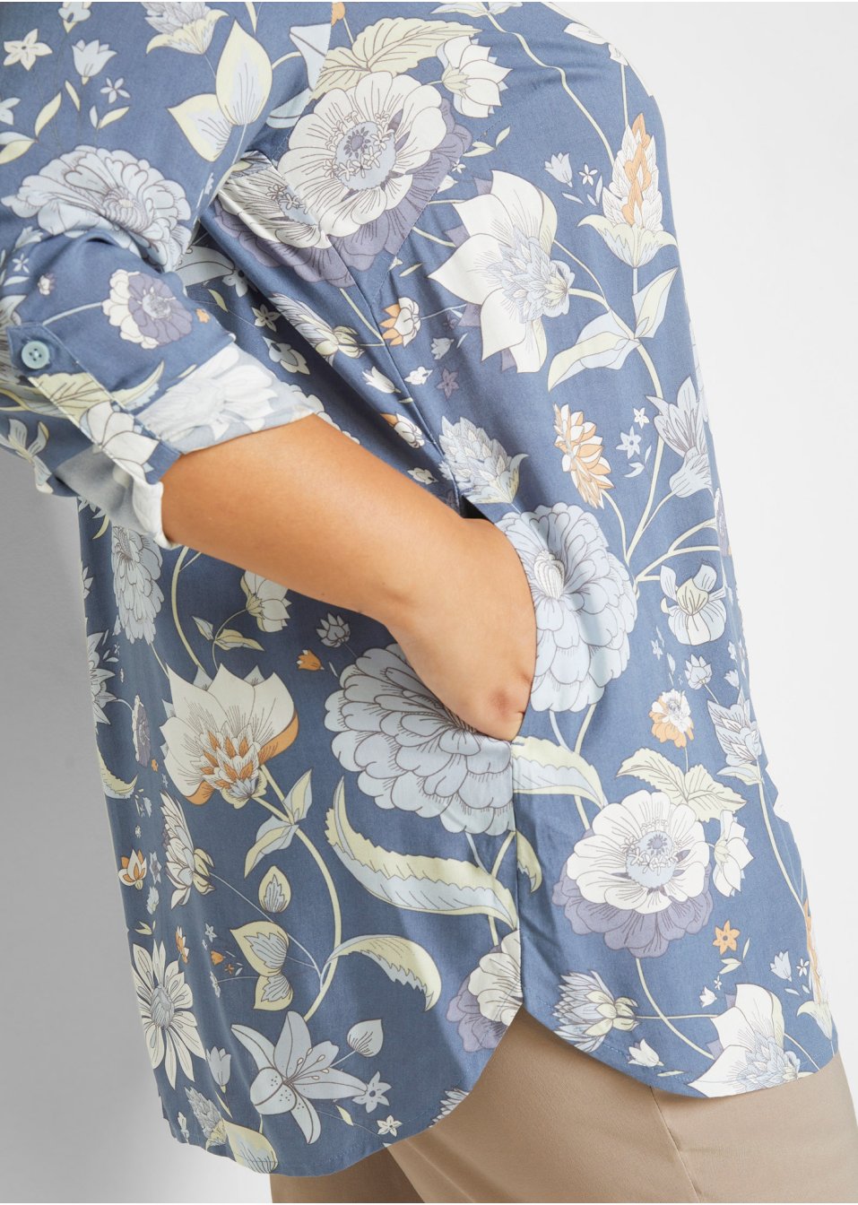 Blouse longue en viscose, à fleurs