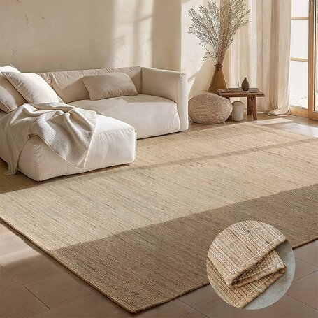 Jute Wol Katoen Vloerkleed  - Naturel