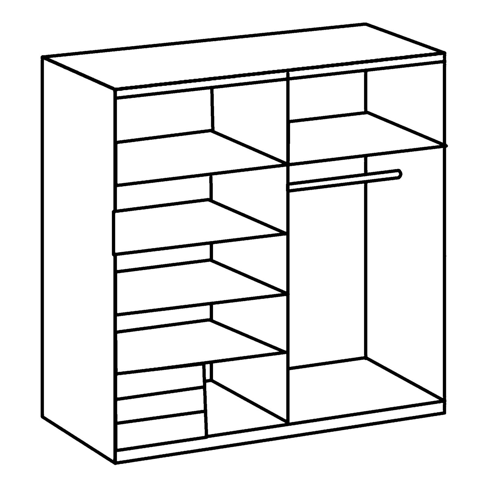 Schwebetürenschrank Norden Dekor 179 x 198 x 64 cm, mit Spiegel weiss/spiegel