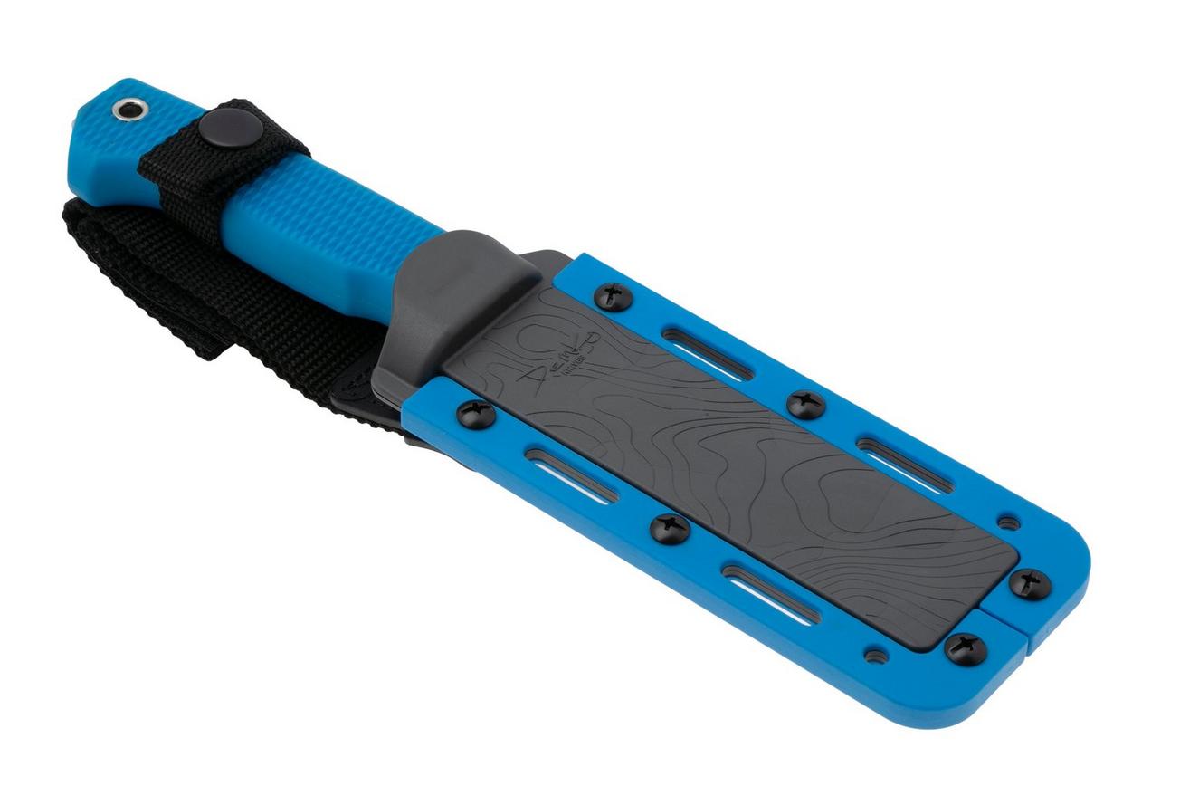 Demko Knives American Made FreeReign, Stonewashed CPM 3V Clip Point, USA-FR-3V-BLU-CLP, Blue Rubber outdoormes