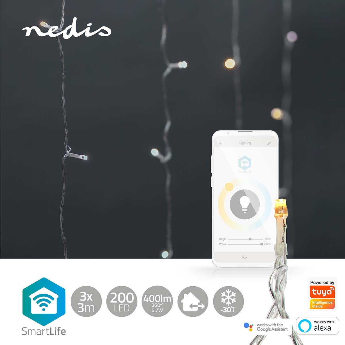 Nedis SmartLife Decoratieve LED iOS/Android 200 LED's warm/koel wit