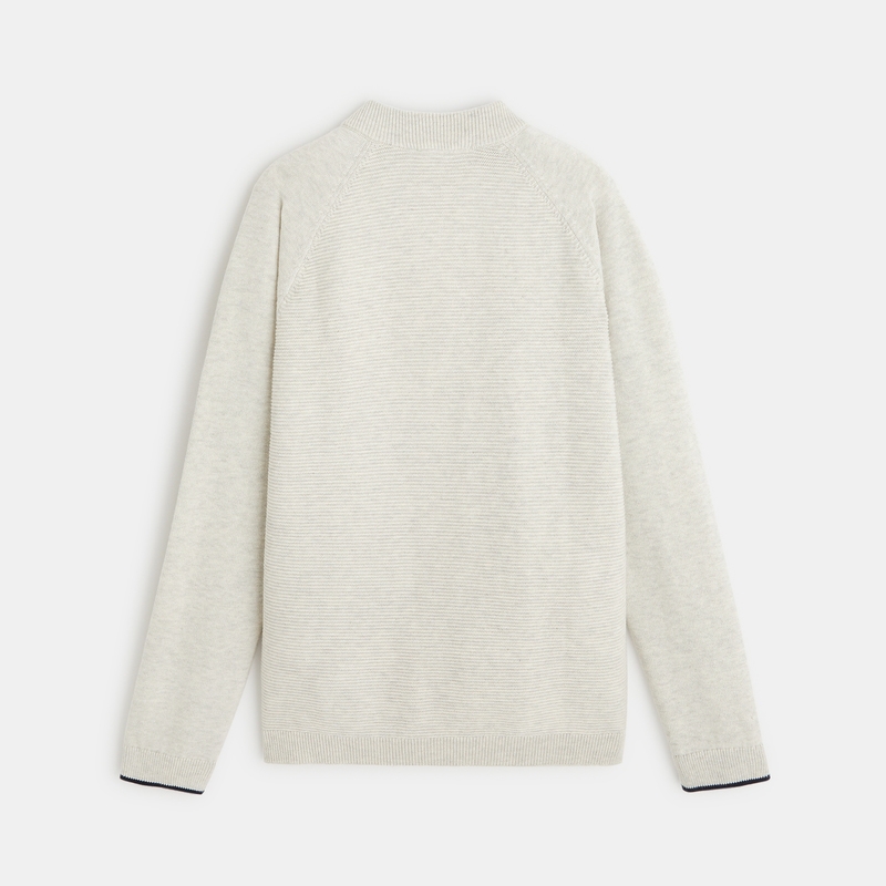 Gilet teddy zippé en maille fine blanc garçon
