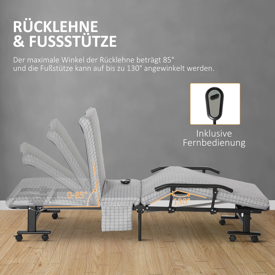HOMCOM Klappbett mit Rollen grau, schwarz
