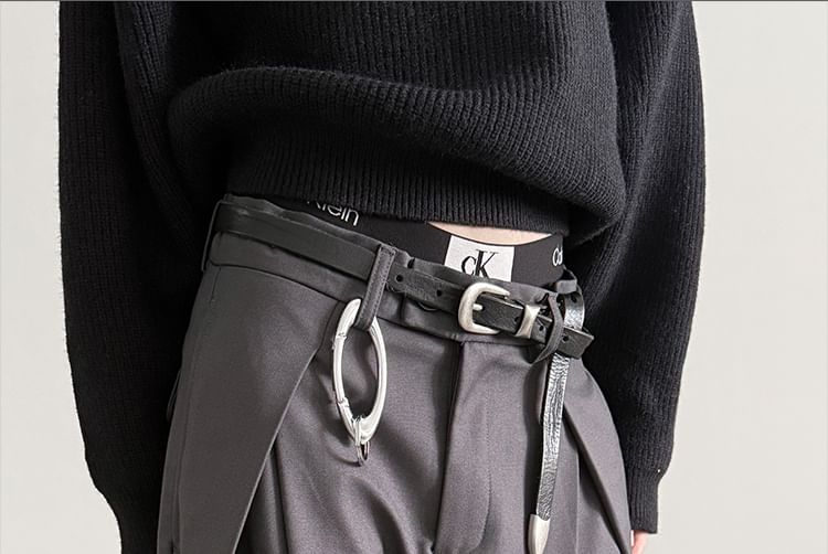 Nahagin - Hoge taille effen omgekeerde geplooide wijde broek
