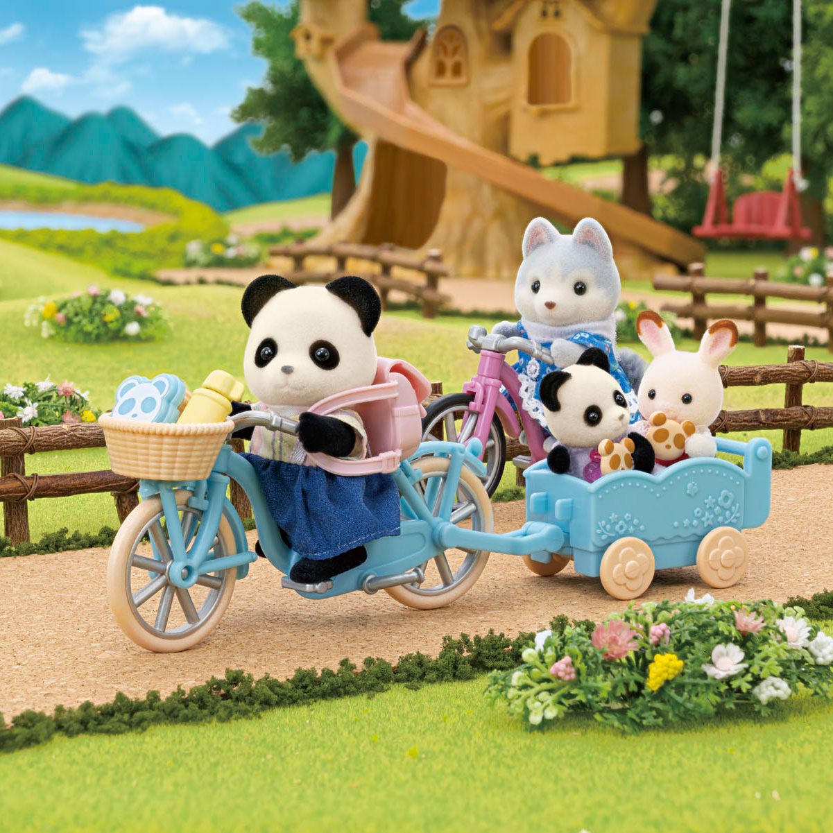 Sylvanian Families 5652 Fiets- en Skate Set Panda Meisje
