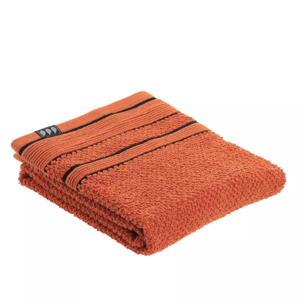 Serviette de bain coton (50 x 90 cm) Black Line Terracotta / noir