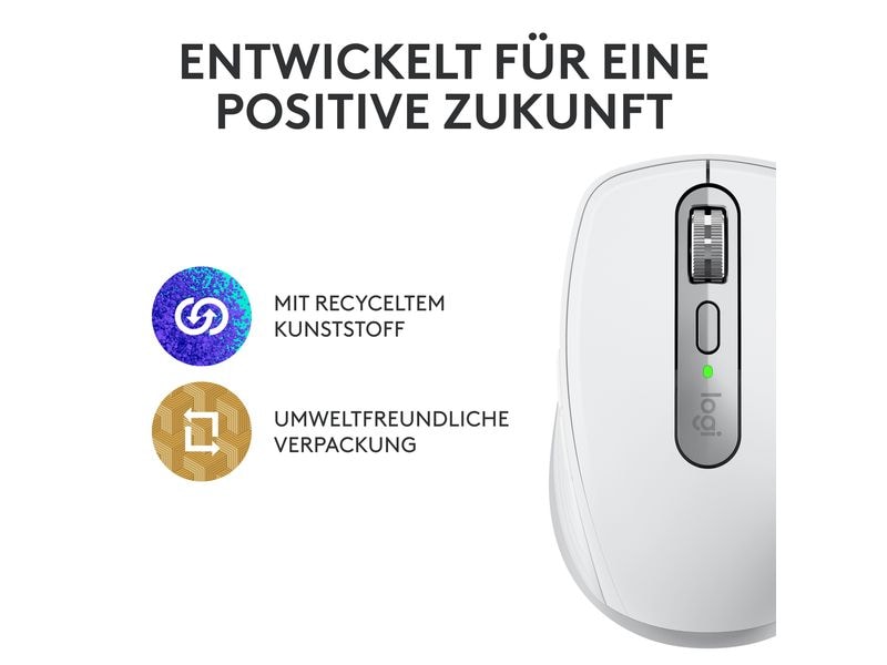 Logitech Mobile Maus MX Anywhere 3s Pale Grey Kompakte kabellose Performance-Maus mit 8K DPI-Sensor