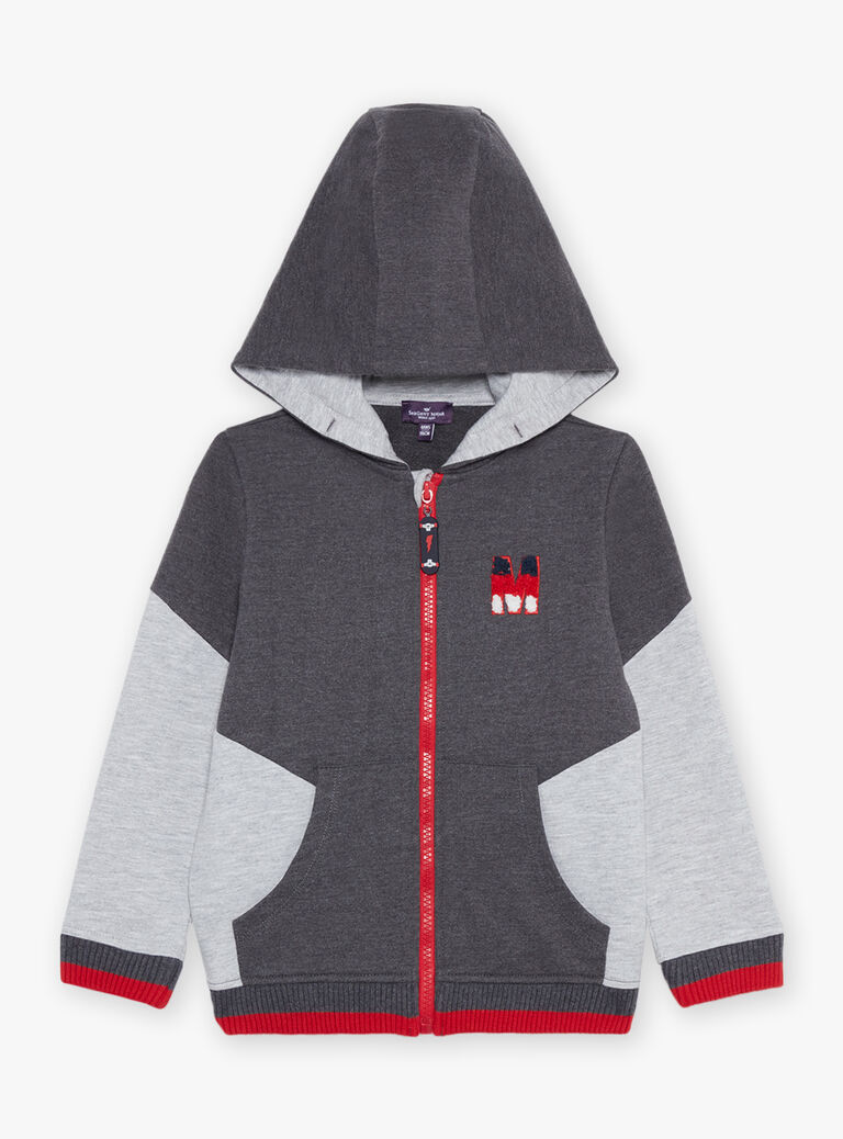 Sweat à capuche gris anthracite à broderie M