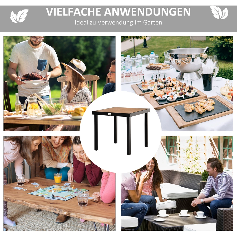 Outsunny Gartentisch mit Aluminium-Rohre natur, schwarz