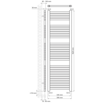 Haceka designradiator Sinai grijs 1624 mm x 590 mm