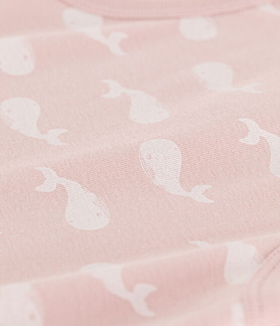 Combinaison courte baleines roses en coton bébé