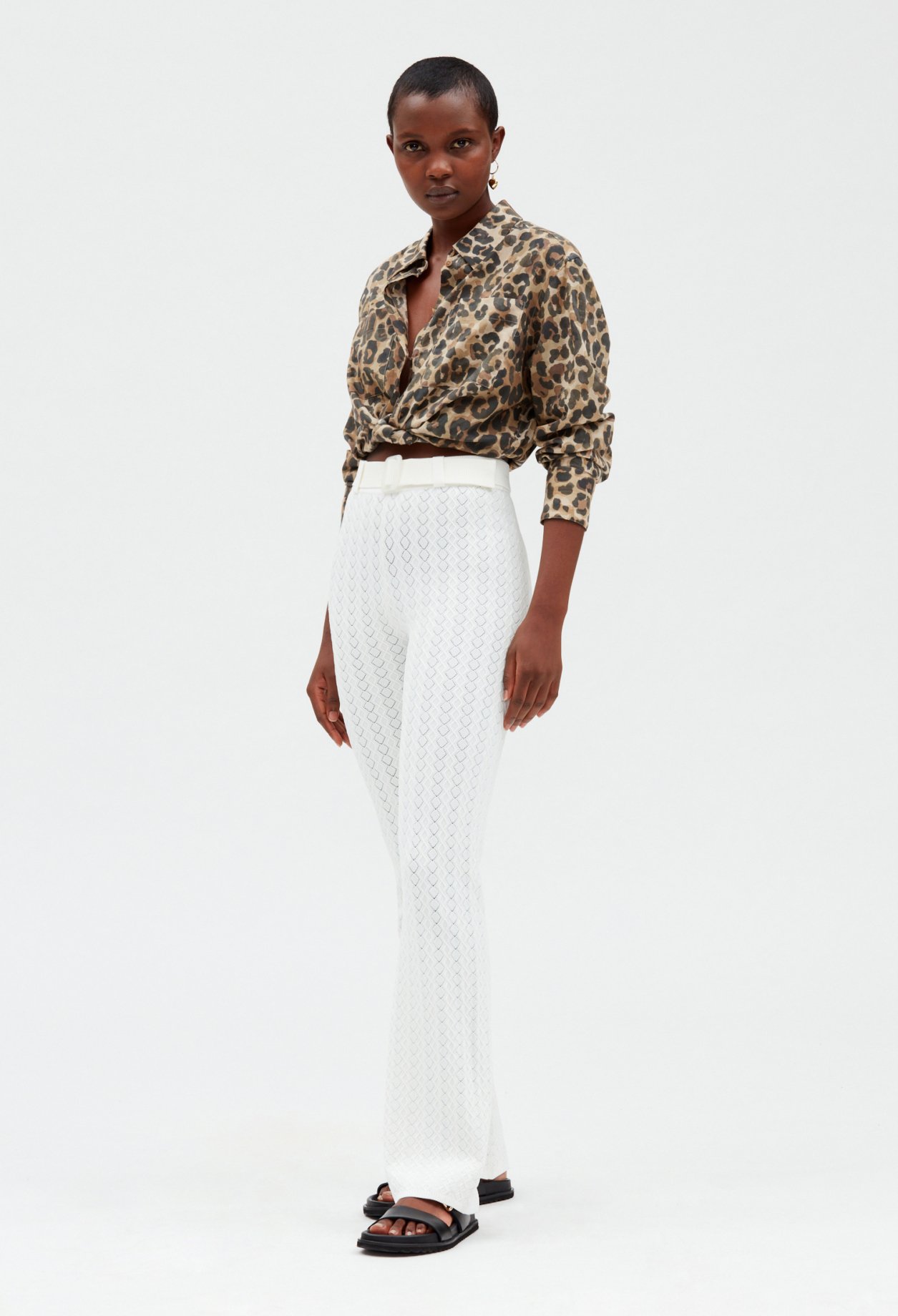 Pantalon maille ecru