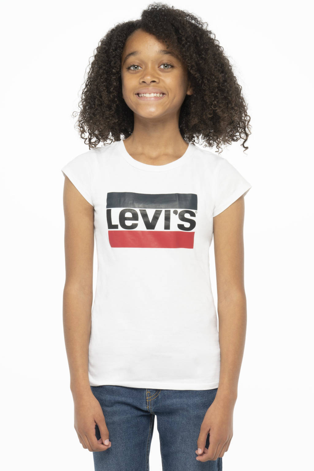 Levi's T-shirt met logo wit/rood/donkerblauw