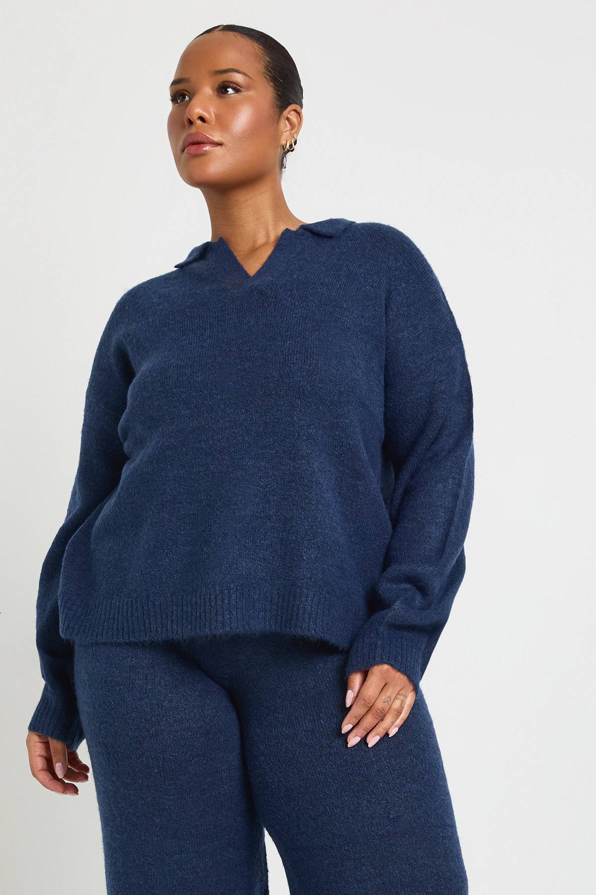 boohoo Ensemble de Détente Tricoté à Col Grande Taille