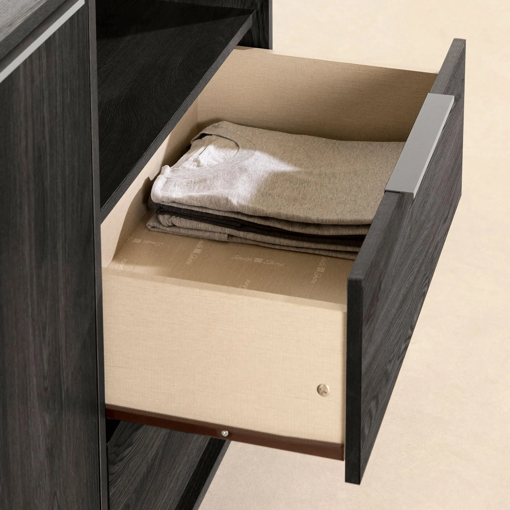 South Shore Commode à porte 2 tiroirs - Hourra Chêne gris
