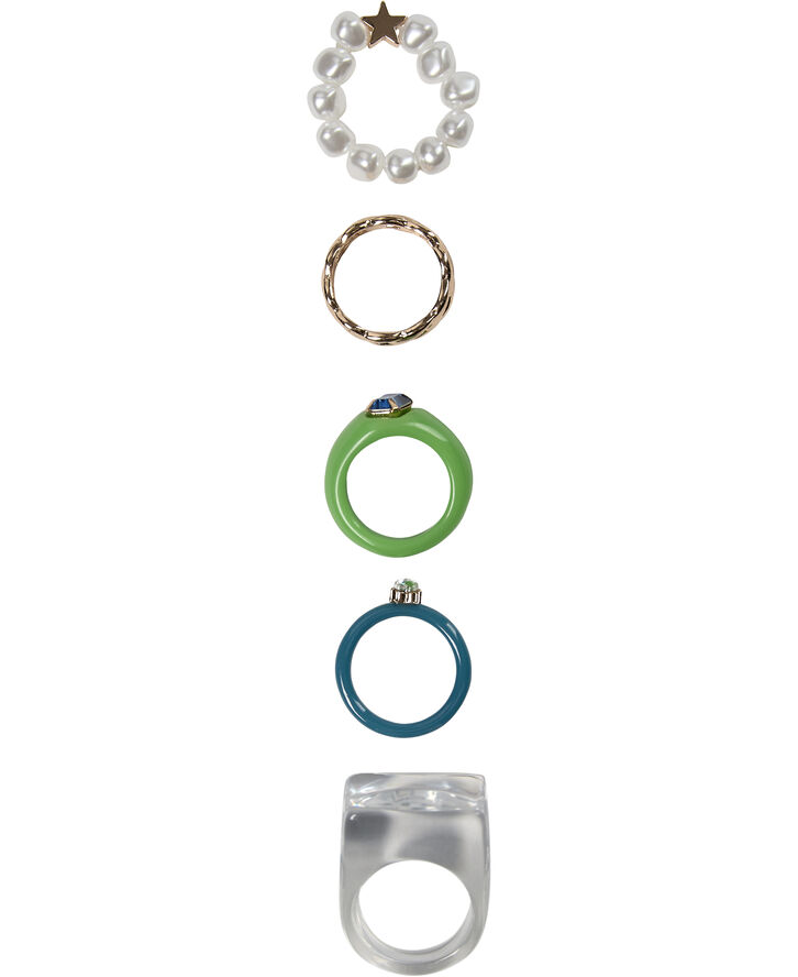 Pieces PCMILLE 5-PACK RING D2D Gold colour/multi