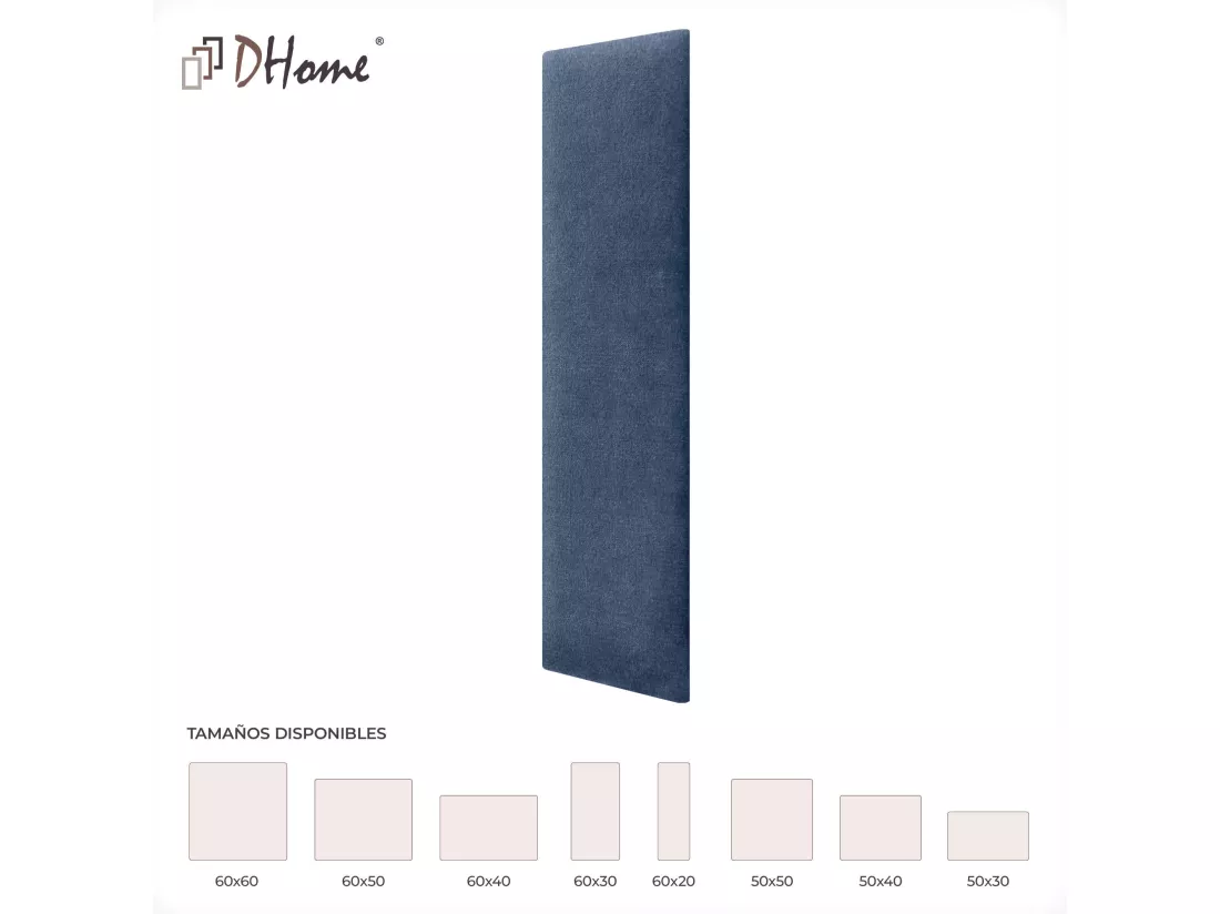DHOME Lot de 8 Panneaux Rembourrés en Tissu Aqualine Autocollants pour Mur Acoustiques Absorbants Protection contre les Chocs (Bleu, 60x30cm, x8)