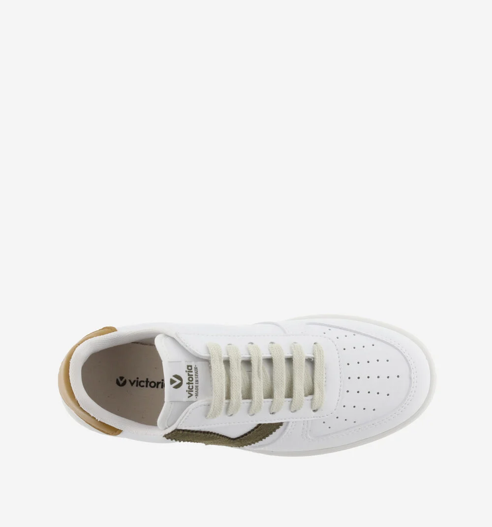MADRID EFFET CUIR CONTRASTANT Baskets sport unisexe KAKI