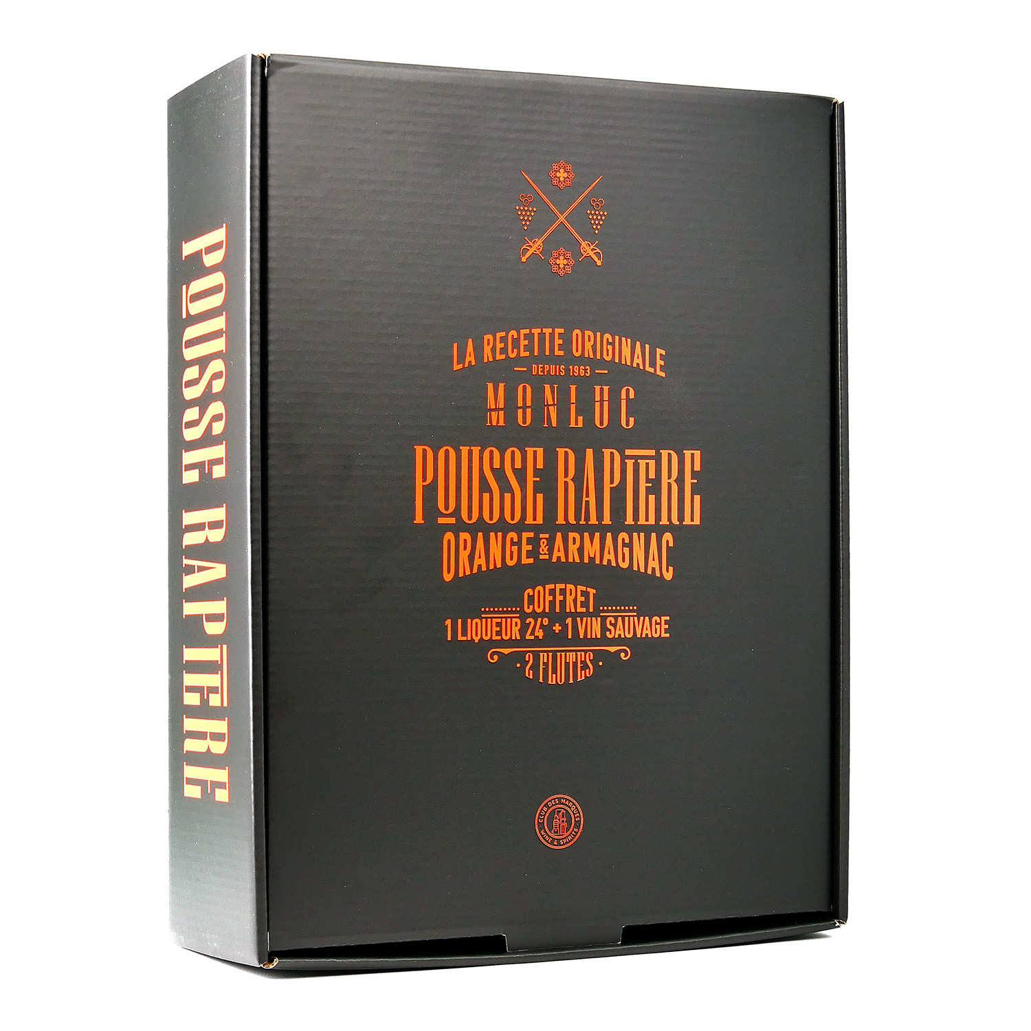 Coffret 1 Pousse Rapière, 1 Vin Sauvage Brut et 2 verres