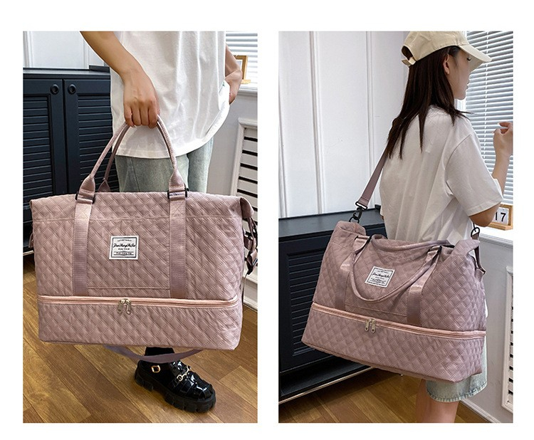 (52x25cm) Stoff Reise Tasche Sporttasche mit Schuhfach   Koffer Lasche - Mauve