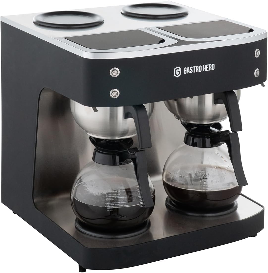 Filterkaffeemaschine ECO 2x 2 Liter schwarz inkl. 2 Glaskannen I Kaffeemaschine groß I 200 Tassen/St. I Filterkaffeemaschinen für Gastronomie und Café