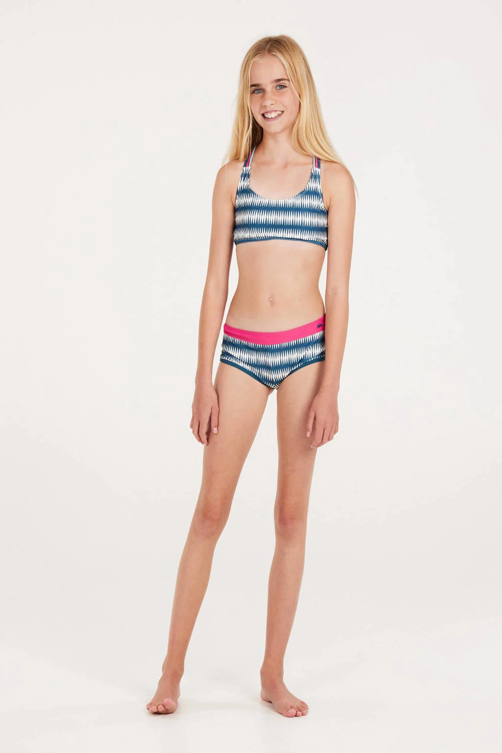 crop bikini PRTZUKA JR blauw/wit/roze