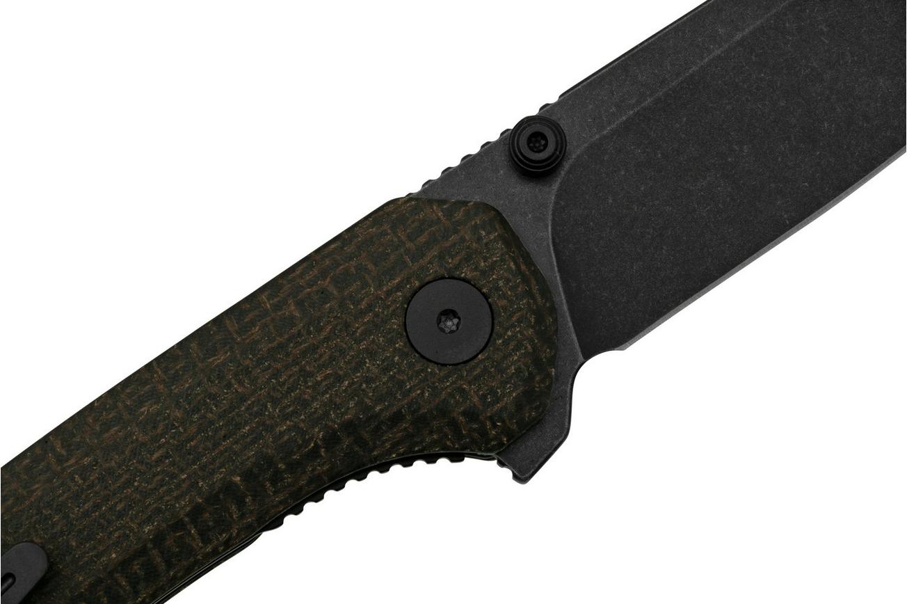 QSP Knife Kestrel QS145-A2 Blackwashed, Brown Micarta, zakmes