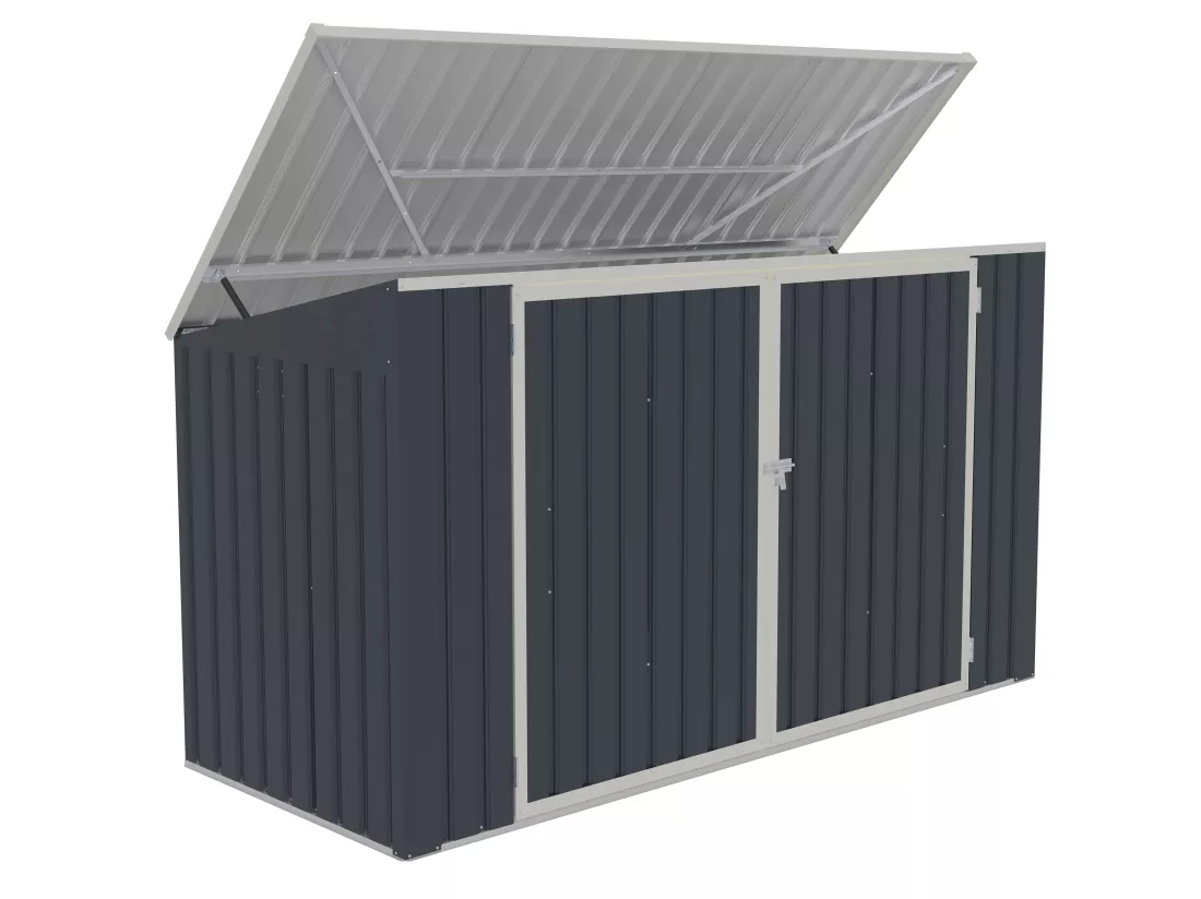 Abri pour poubelle triple en acier galvanisé gris anthracite - L237 x P101 x H131 cm - ILARIO