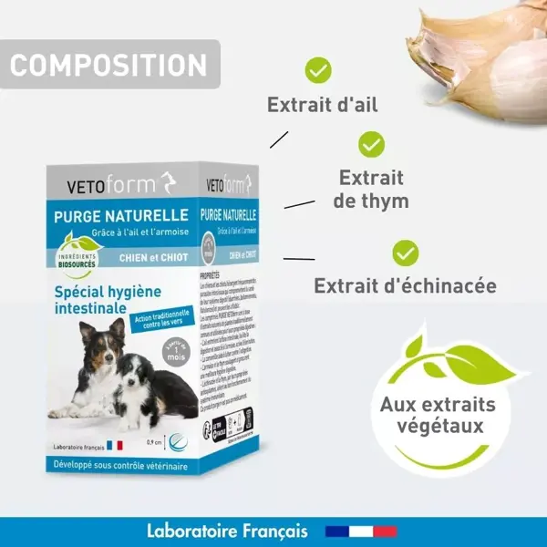Vetoform Purge Naturelle Spécial Vers Chien et Chiot 50 comprimés