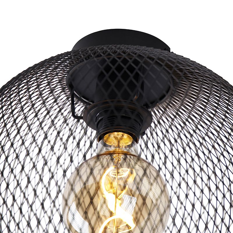 Moderne plafondlamp zwart 30 cm - Mesh Ball