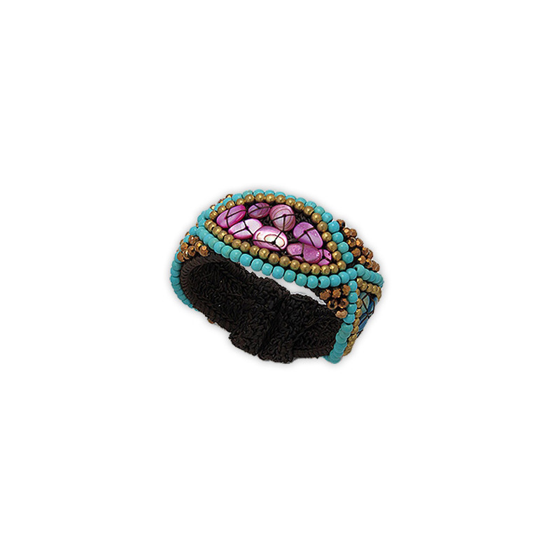 Bracelet Perles Turquoises et Nacre Violette