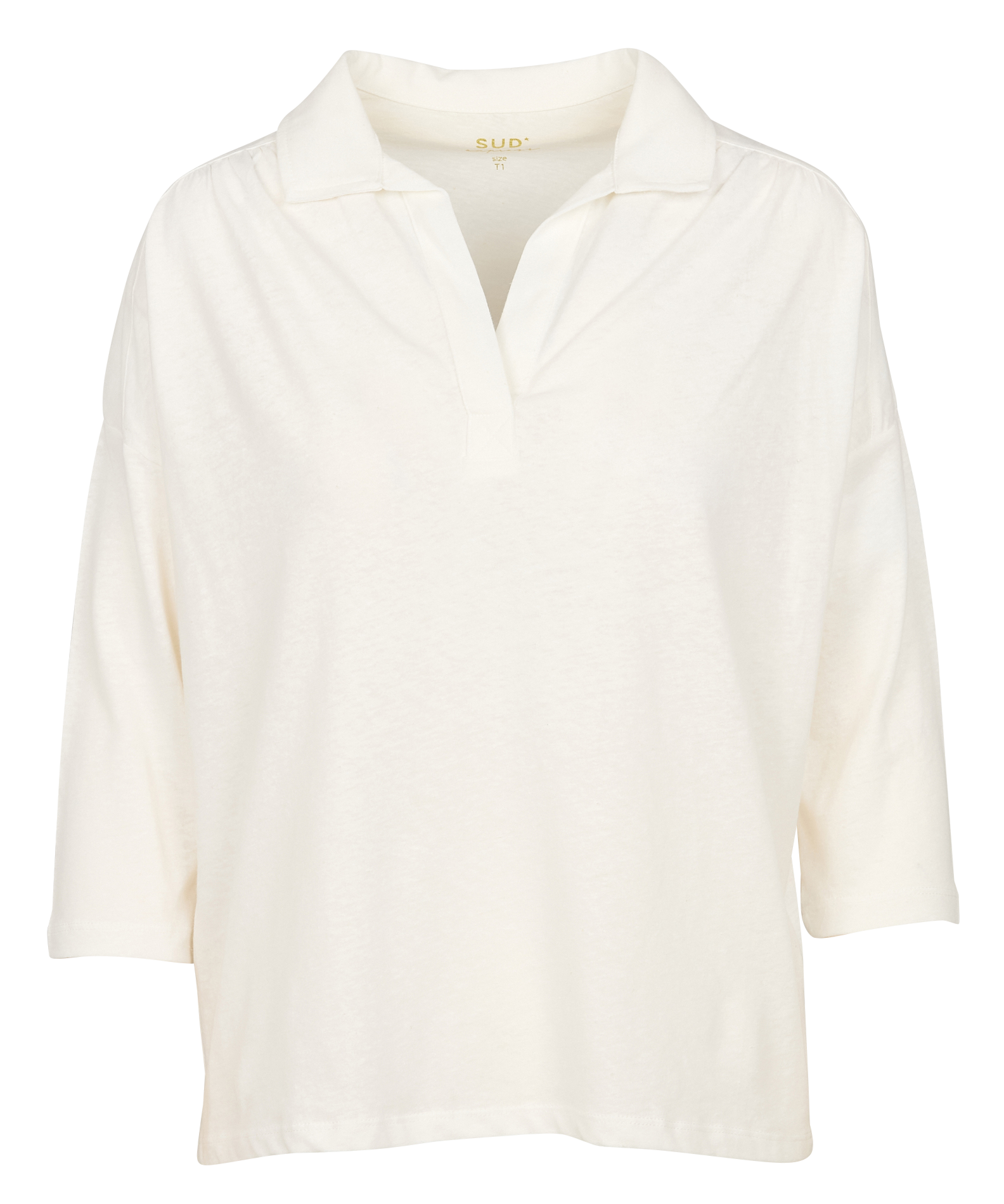 TONTINE - Tee-shirt col polo en lin mélangé | Blanc